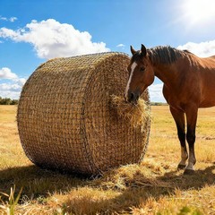 5’x5′ Round Bale Feeding Net – Slow Feed, 1.75″ Openings,Durable Knotless Design