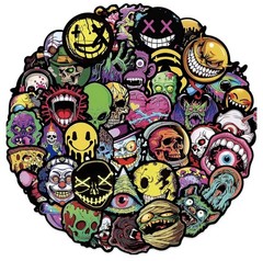 30Pcs Random Gothic Skull Ghostface Horror Ghoul Graffiti Waterproof Stickers