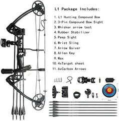 Right Hand Black Compound Bow 0-70 Lbs Adjustable 320 FPS Hunting Package