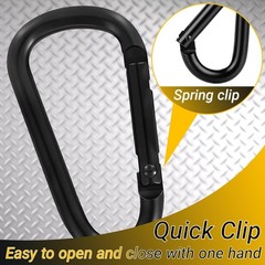 13 Colors Heavy Duty Aluminum D Carabiner Clips & Key Rings, Black & Sliver C…