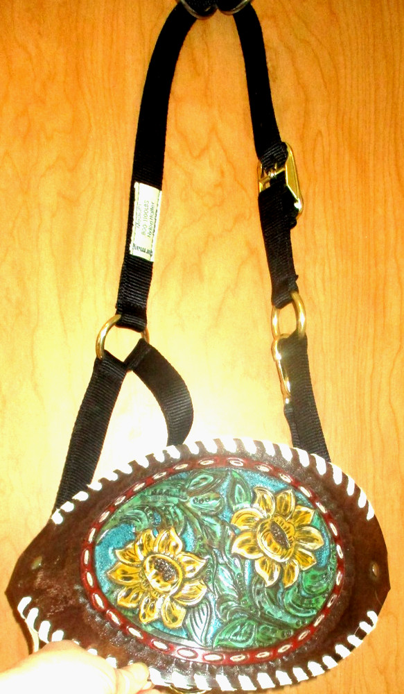 MEDIUM 800-1100LB FORMAY BLACK NYLON LEATHER BRONC HORSE HALTER