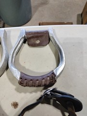 VINTAGE STIRRUPS AND SPURS SET-UNKNOWN MAKER-PREOWNED-SELLING TOGETHER-FAST SHIP