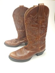 ARIAT Mens Leather Western Cowboy Boots Brown Patterned Style #34740 Size 8.5 D