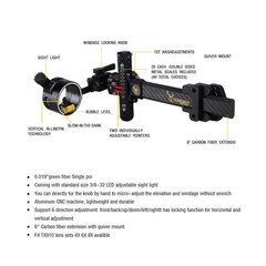 Compound Bow Sight 1 Pin,4X 6X 8X Lens, 0.019″ Fiber, Carbon Fiber Long Bar, …
