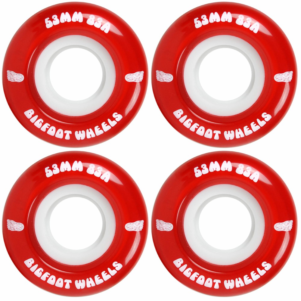 Bigfoot Skateboard Wheels 53mm 83A Soft Cruiser Filmer Wheels Red (Set of 4)