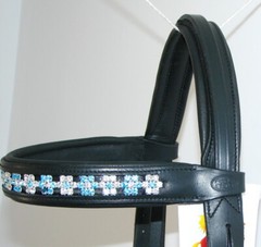 FSS Red Siam Aquamarine Blue FLOWER Rhinestone BLING Crystal Padded BROWBAND NEW
