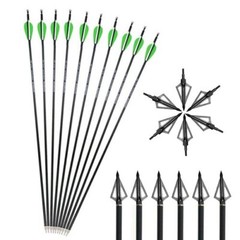 12pcs 30» Archery Carbon Arrows Hunting Broadheads 100 grain Quiver Bow Target