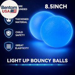 2 Pack Glow in the Dark Kickball, 8.5 Inch Light up Playground Ball with 2 Mesh