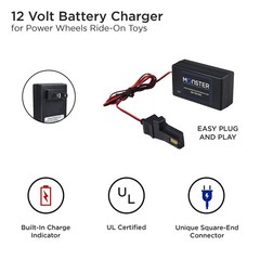 12 Volt Battery Charger for Power Wheels Ride-On Toys, Replacement Power Adaptor