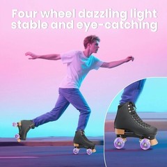 Adjustable Roller Skates for Women & Men – Comfortable Quad Skates with Half-…