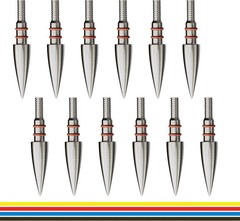MOLFUZ 12pcs Archery Field Points 100/125/150/200/300 Grain, Stainless Steel Scr