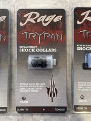 LOT OF 10 Rage 2-Blade Expandible Broadhead Hypodermic TRYPAN Shock Collars 20pk