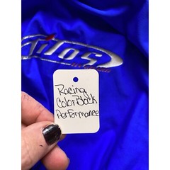 Tilos Shirt Mens Medium Racing Color Block Performance Short Sleeve Blue