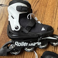Rollerblade Microblade Kids Inline Skates Adjustable Black White Sizes 5-8