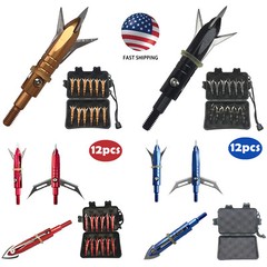 12pcs Goblin Broadheads 2.3″ Cut Expandable Crossbow Arrow Tips Case Set Hunter