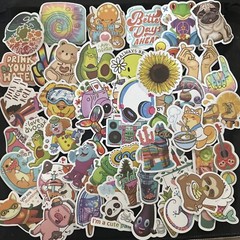 50 Mixed Colors Sticker Lot Book Fun Pack Skateboard Laptop Car Decals Kids