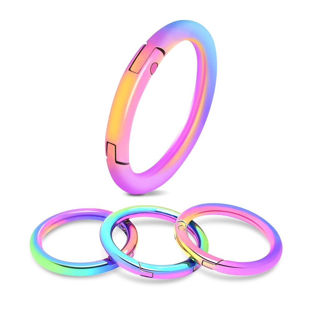 Coobigo 10Pack 1-1/4 Inch Large Round Rainbow Carabiner Clips Metal Spring O