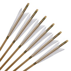 12Pcs 33″ Handmade Wooden Arrows Tradition Europe Style Turkey Feather Longbow