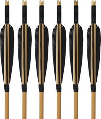 12Pcs 33″ Wooden Arrow LongBow Hunting Red Lightning Turkey Feather Fletching
