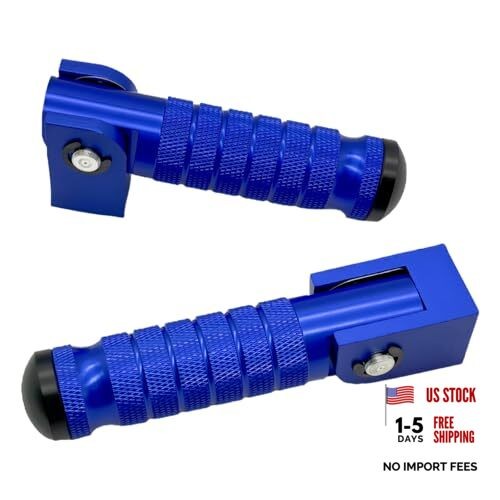 Universal 8mm Motorcycle Foot Pegs – Foldable Bike Pegs, 90 Degree Fixed Blue
