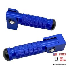 Universal 8mm Motorcycle Foot Pegs – Foldable Bike Pegs, 90 Degree Fixed Blue