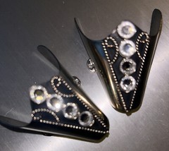 New Western Cowboy Boot Toe Tip Rand Cap Black, Silver & Rhinestone Bling – Pair