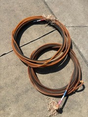 2 Two USED COWBOY ROPES LARIAT From Oklahoma Cattle Ranch Classic 35′ 3/8″ HM