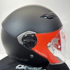LS2 Track Party Helmet Matte Black Open Face Motorcycle XXL OF569 Clear Visor