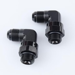 -8 AN Male to -8 AN ORB 90 Degree Swivel Fitting AN8 to AN8 – 2PCS Black