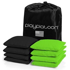 Premium Weather Resistant Duckcloth Cornhole Bags – Lime Green & Black