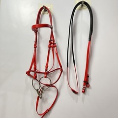 Horse English Tack Soft Biothane Bridle with Free Reins & Loose Ring Bit
