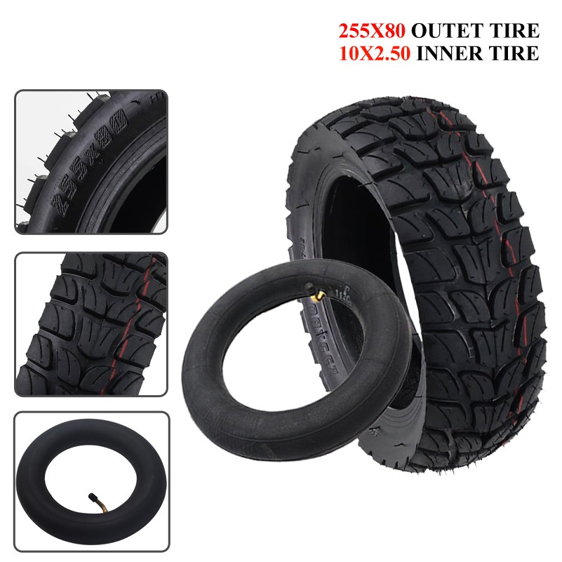 255×80 Tire & 10×2.5 Tube For fit 80/65-6 & 10×3 Bent Valve Stem Apollo Scooter