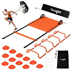 Yes4All Agility Ladder Adjustable Speed & Training B. Set Orange