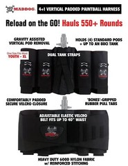Maddog 4+1 Vertical Paintball Harness w/ Paintball Pods & Remote Coil Combo