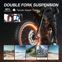 US ELECTRIC DIRT BIKE PEAK 3000W 48V 21AH OFF-ROAD BICYCLES 40MPH E-BIKE ADULT