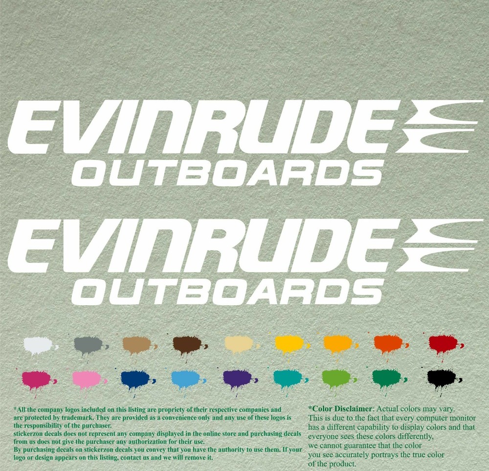 Evinrude Pair compatible Boat Outboard Decals Vinyl Stickers Motor Set of 2