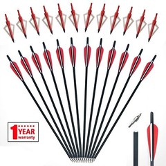12x 20 inch Carbon Crossbow Bolts OD 8.8mm Archery Arrows / 100 Grain Broadhead