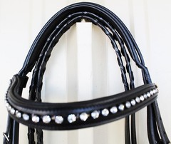 Horse English Show Padded Bridle Crystal Bling Browband White 803MT11C