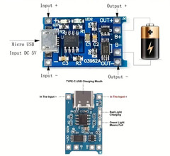 2pcs TP4056 5V 1A USB Type-C 18650 Lithium Battery Charging and Protection Board