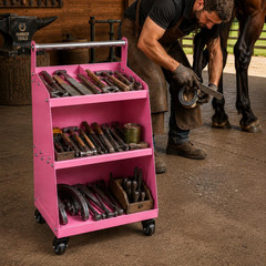 Heavy Duty Farrier Tool Cart with Wheels | Metal Hoof Care Organizer Storage