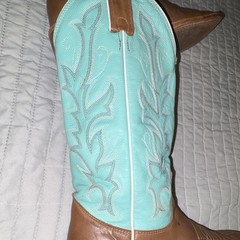 Justin Boots Women’s Brown Western Boots Turquoise Square Toe Size 7 B