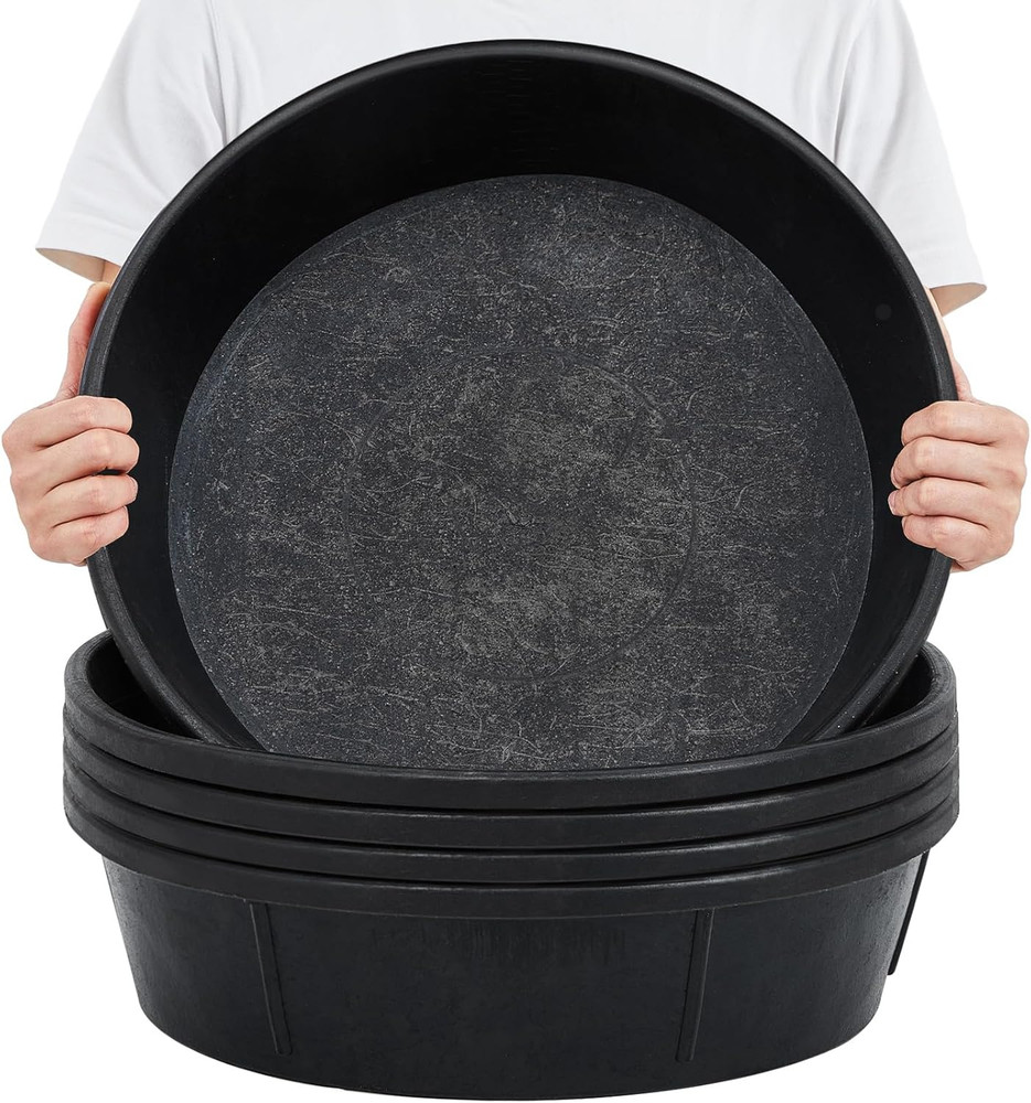 5 Pcs 12 Quart Rubber Feed Pan for Horses, Goats, Dogs, and Livestock