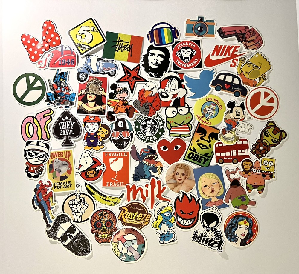 Lot 55 Random Vinyl Laptop Skateboard Stickers