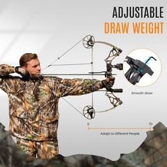 Archery Compound Bow For Adults and Teen,0-70Lbs,Adjustable Hunting Training Set