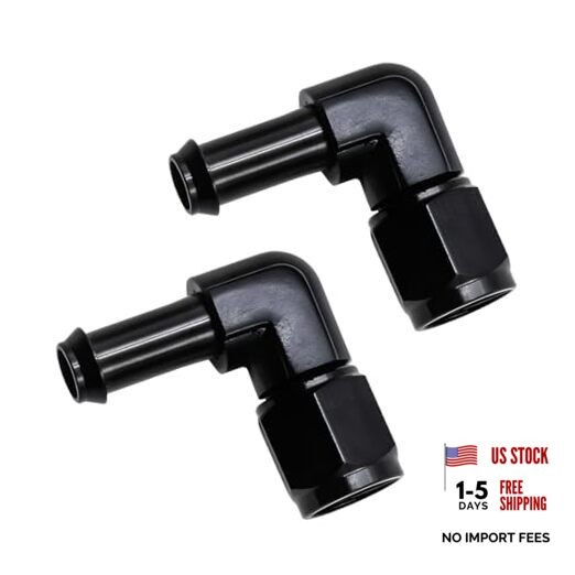 2PCS 6AN Female to 3/8 Car Barb, 90 Degree Swivel Vehicle Hose Fitting AN6-3/8