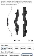 58/60” Takedown Recurve Bow 25-65Lbs Magnesium Alloy Metal Right Hand Longbow