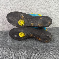 Vintage La Sportiva Mega Climbing Shoes 39.5 Teal Yellow Italy Moon Gorpcore 90s