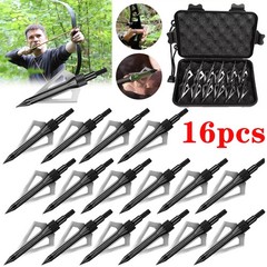 16Pcs Archery Broadheads 3Blade 100Grain Hunting Crossbow Compound Bow Arrow Tip