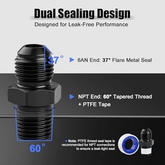 6AN to 1/4″ NPT Fuel & Oil Adapter Fitting, AN6 Male Flare to 1/4 NPT Aluminum