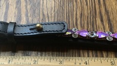 BLACK LEATHER PINK CRYSTAL BROWBAND X Full 17.5″ Fuschia & Clear rhinestones